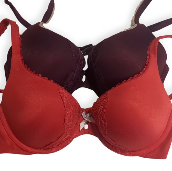 Victoria's Secret Other - Victoria's Secret Red and Maroon Lace Bra Set